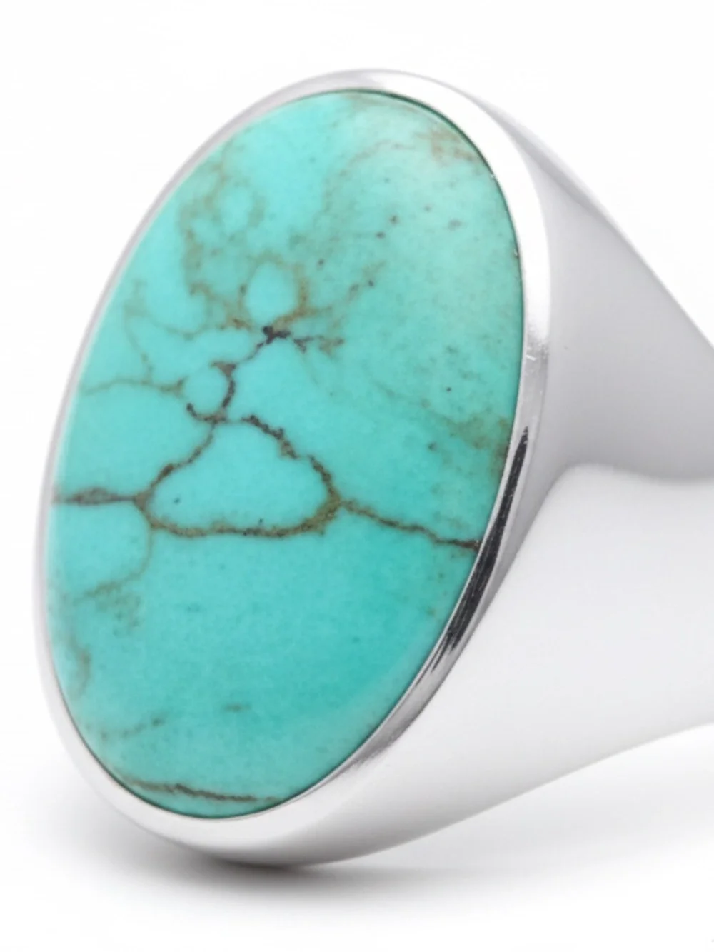 Womens Sterling Silver‎ .925 Turquoise Oval Ring